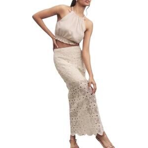 NWT Solitaire Cream Crotched Boho Maxi Skirt Size Medium D0061